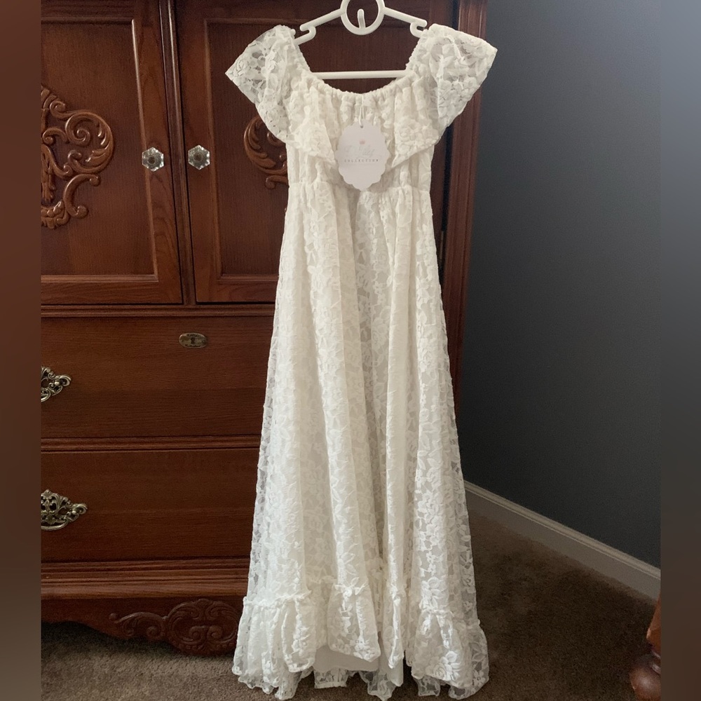 Flower girl dress-off white lace
